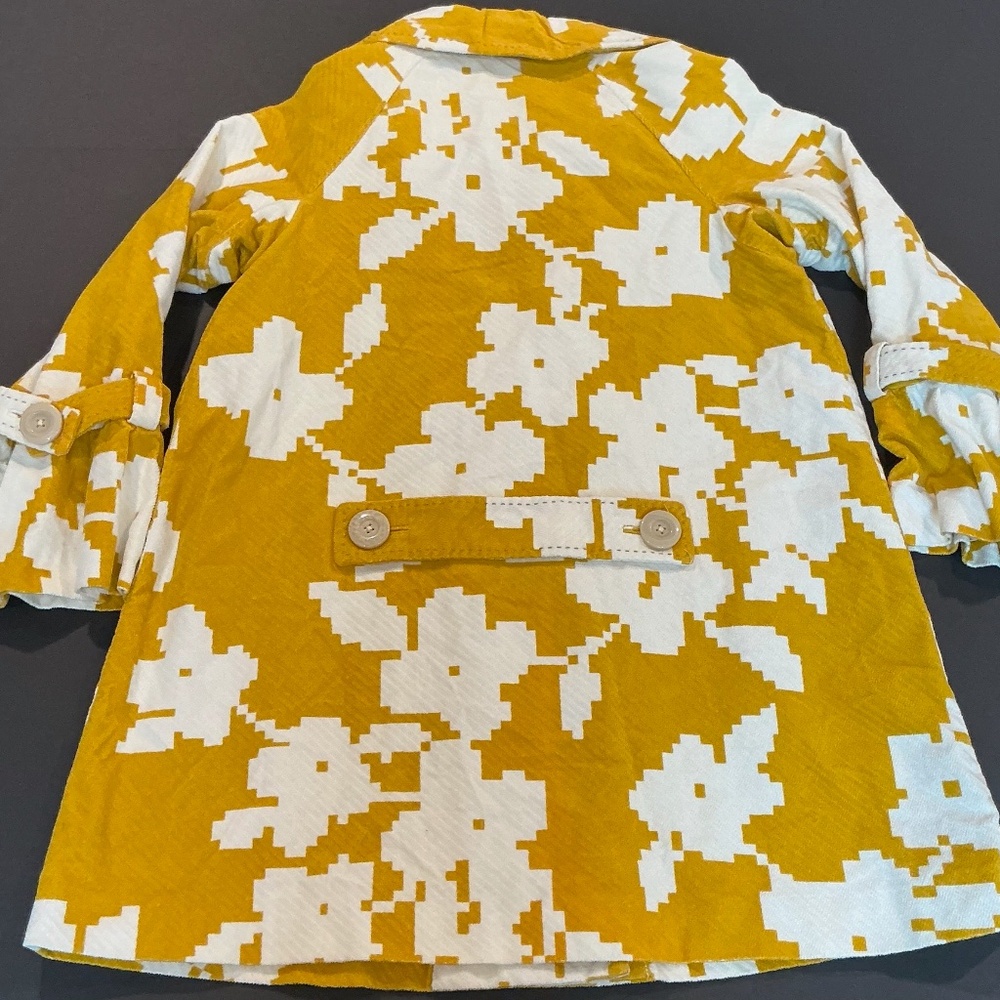 Elevenses Mustard Yellow Floral Pea Coat Size 2 - Picture 3 of 9